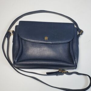 Elegant Vintage Etienne Aigner Navy Blue Leather Shoulder Bag